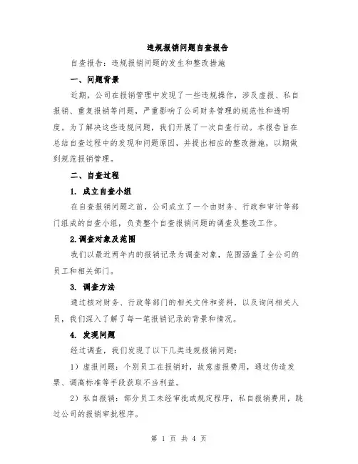 违规报销问题自查报告