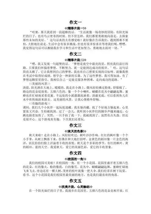 好片段摘抄200字