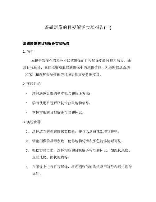 遥感影像的目视解译实验报告(一)