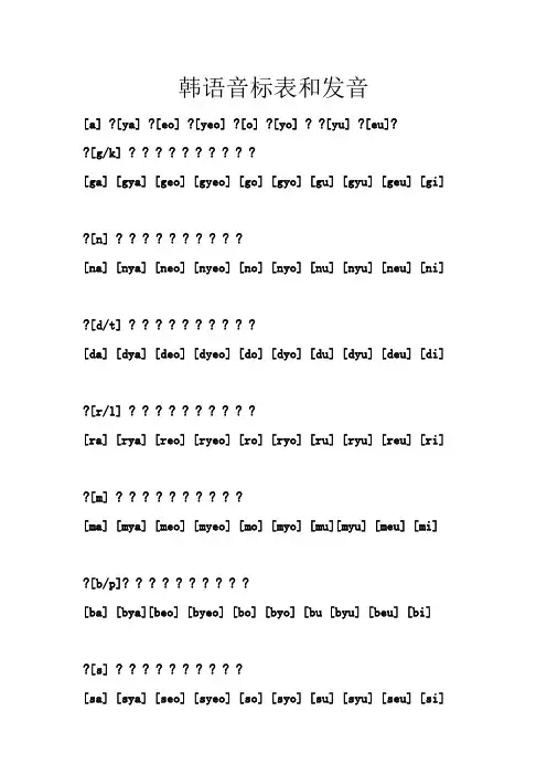韩语音标表和发音