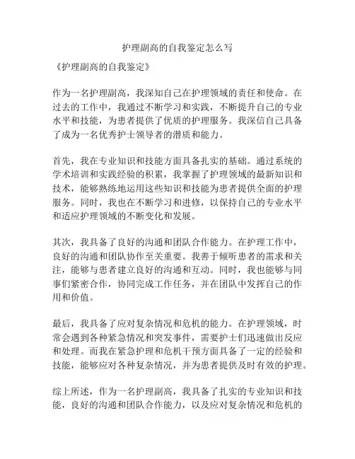 护理副高的自我鉴定怎么写