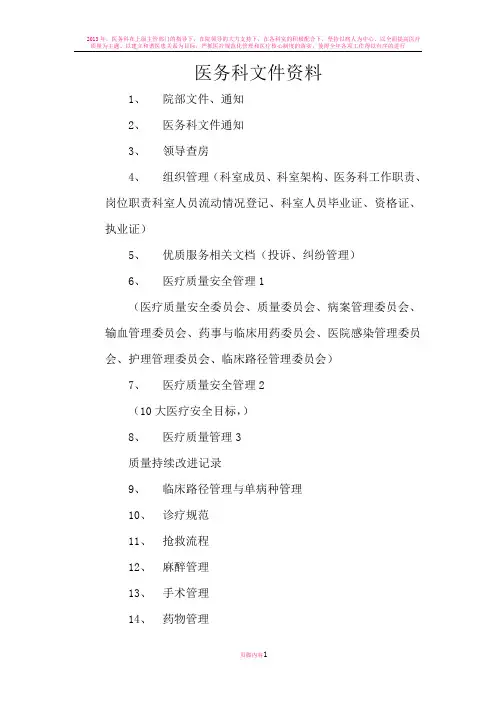 医务科文件资料