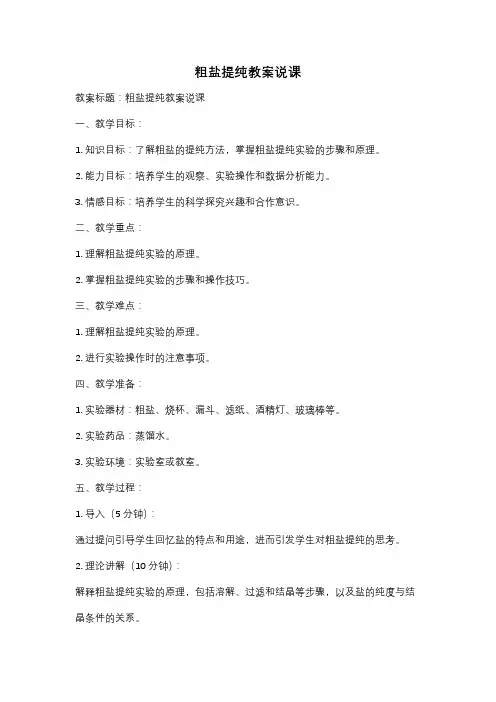 粗盐提纯教案说课