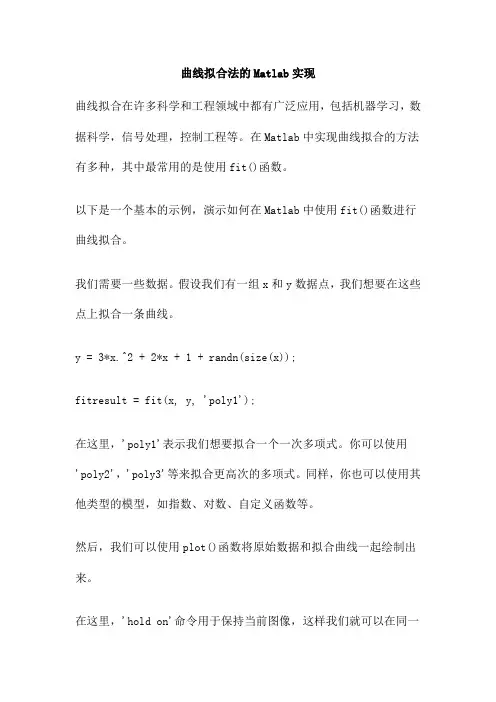 曲线拟合法的Matlab实现