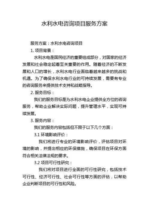 水利水电咨询项目服务方案