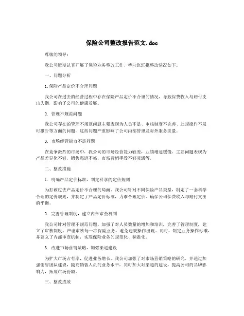 保险公司整改报告范文.doc