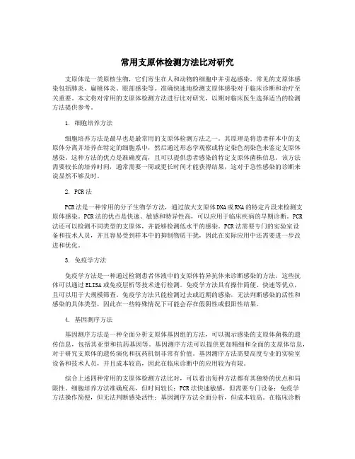 常用支原体检测方法比对研究