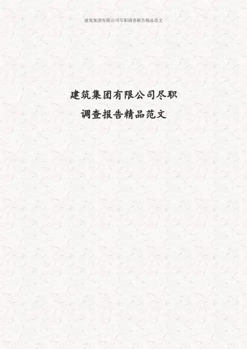 2018建筑集团有限公司尽职调查报告精品范文