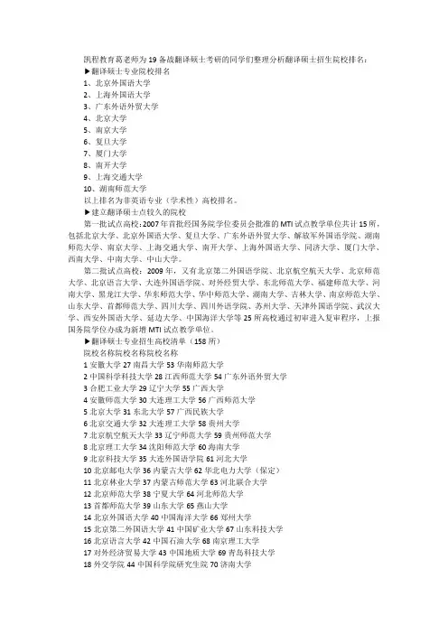 翻译硕士考研择校(4)