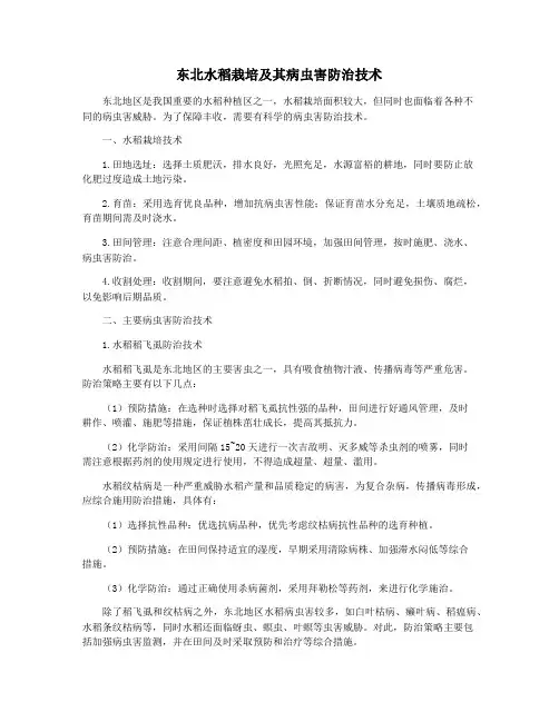 东北水稻栽培及其病虫害防治技术