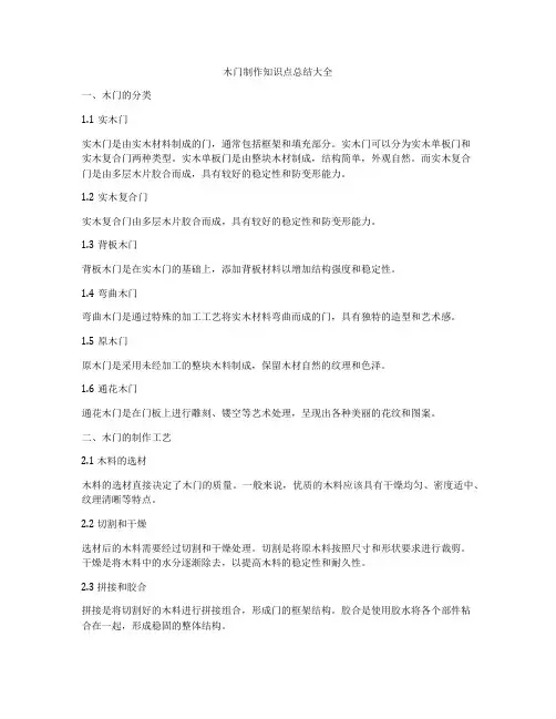 木门制作知识点总结大全
