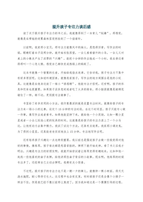 提升孩子专注力读后感