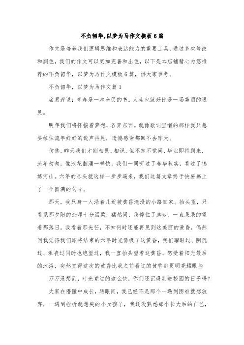 不负韶华,以梦为马作文模板6篇