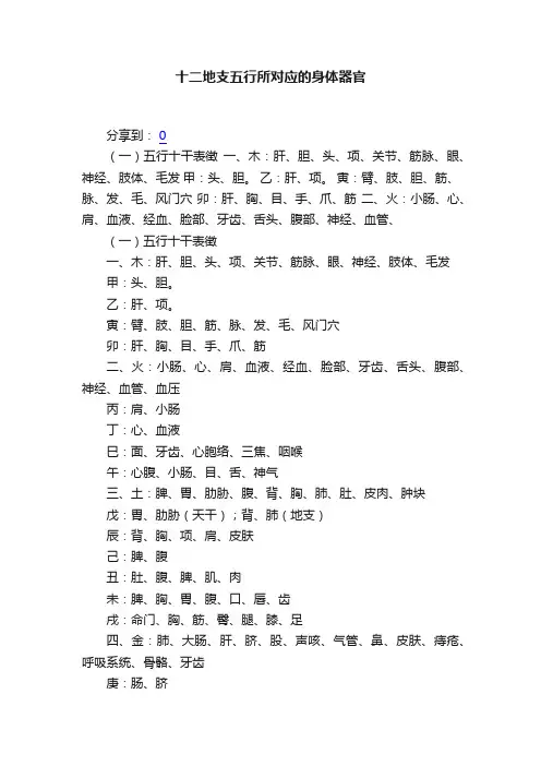 十二地支五行所对应的身体器官