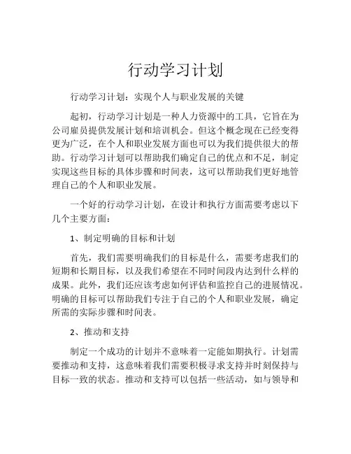 行动学习计划