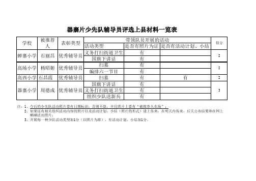 少先队优秀辅导员评选佐证