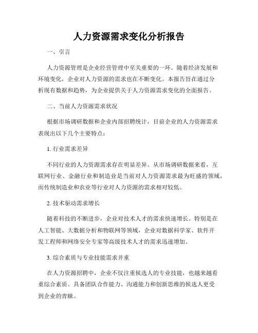 人力资源需求变化分析报告