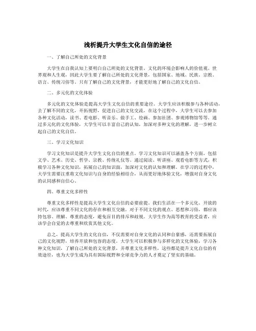 浅析提升大学生文化自信的途径