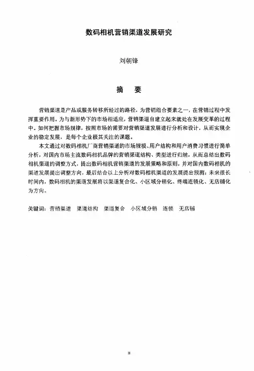 数码相机营销渠道发展研究