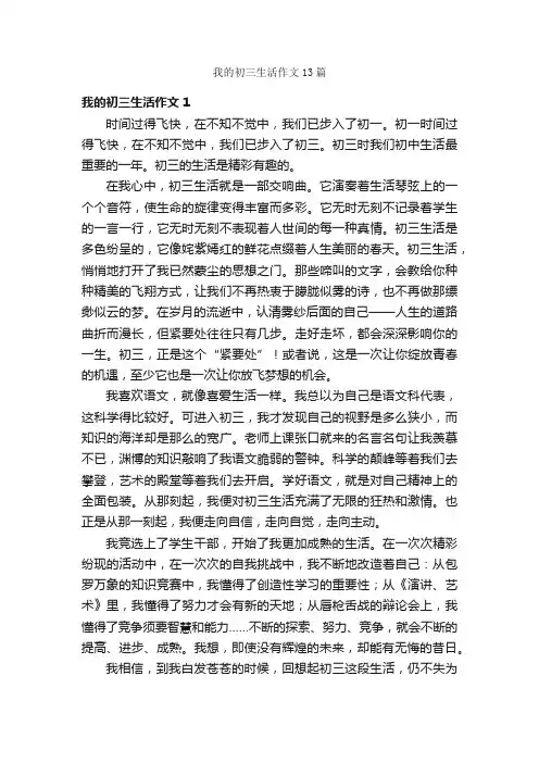 我的初三生活作文13篇