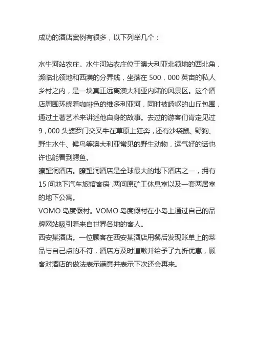 成功的酒店案例