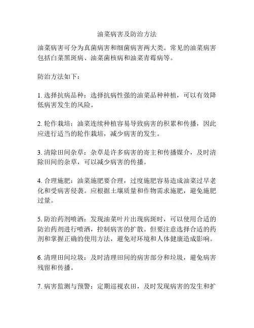 油菜病害及防治方法