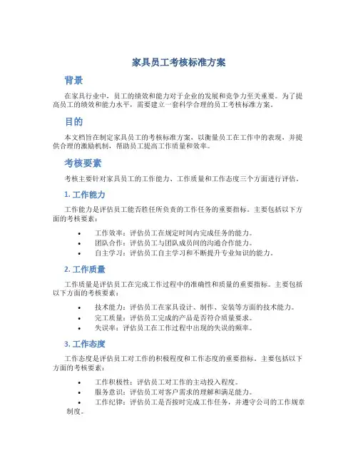 家具员工考核标准方案