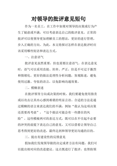 对领导的批评意见短句