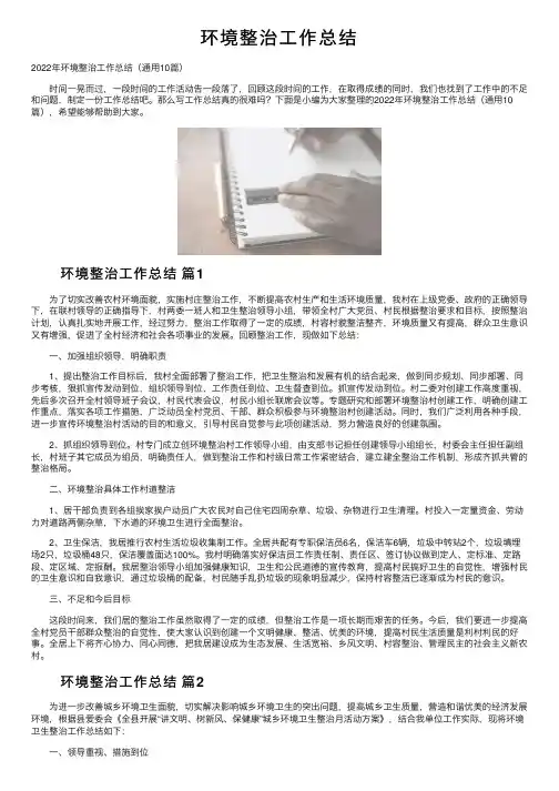 环境整治工作总结