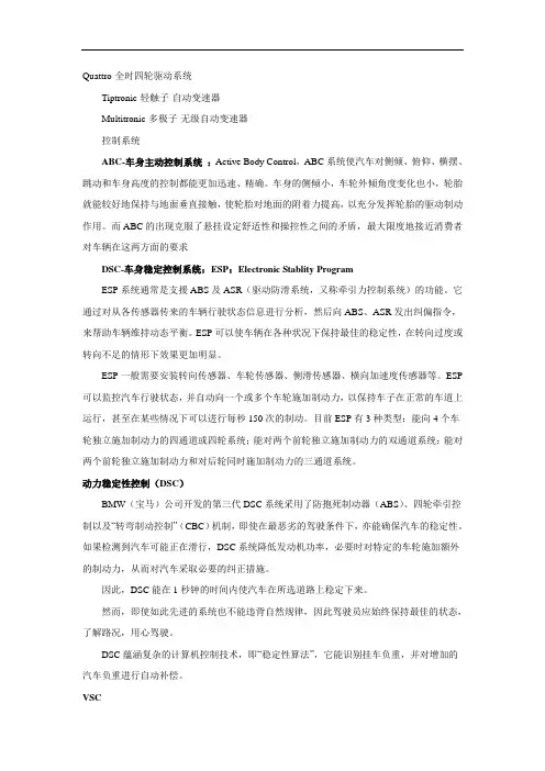 汽车英语常见缩写