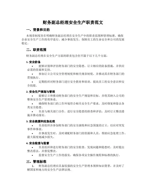财务副总经理安全生产职责范文