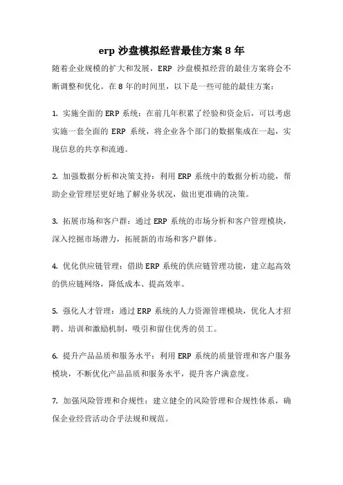 erp沙盘模拟经营最佳方案8年