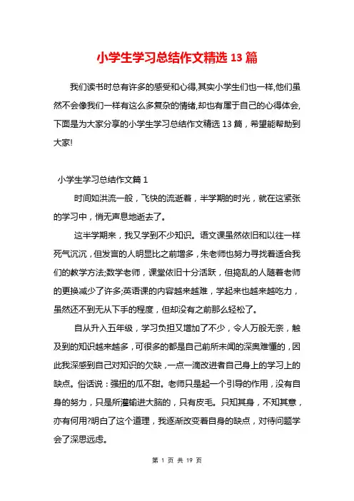 小学生学习总结作文精选13篇