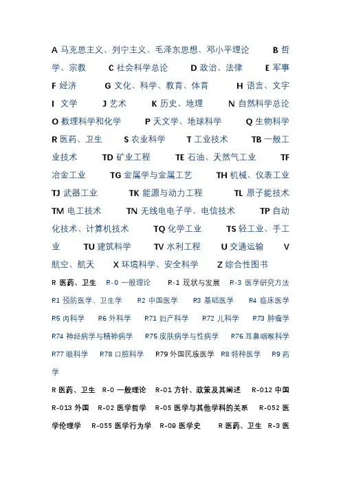 医学类详细中图分类号