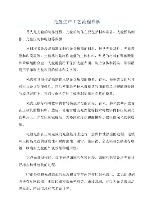 光盘生产工艺流程祥解