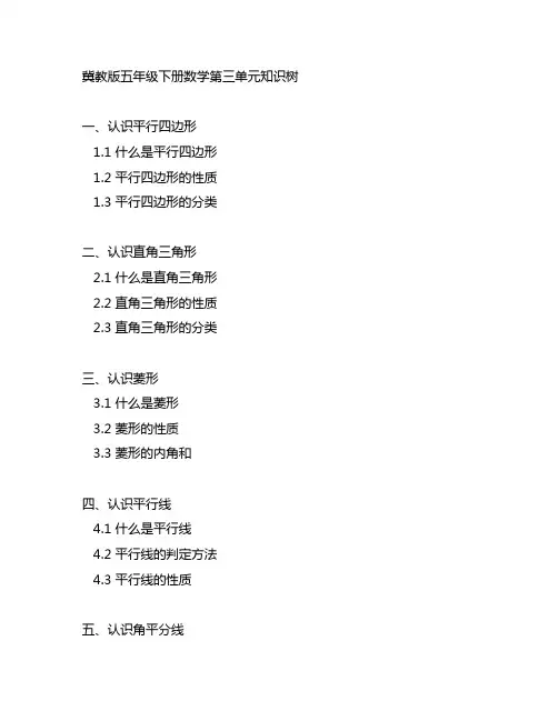 冀教版五年级下册数学第三单元知识树