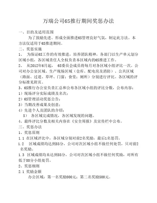 6S管理奖惩办法