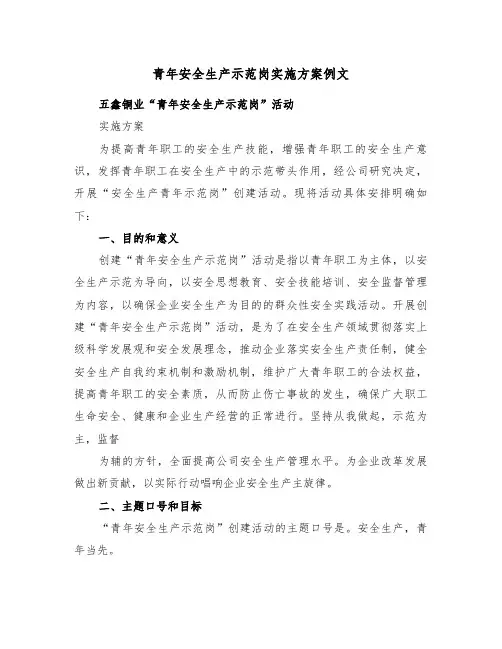 青年安全生产示范岗实施方案例文(3篇)