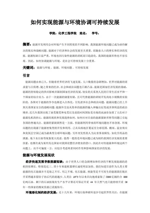 如何实现能源与环境协调可持续发展