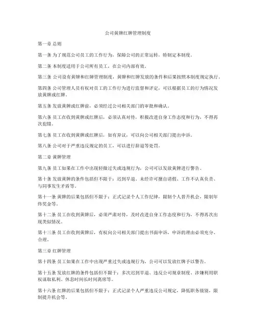 公司黄牌红牌管理制度
