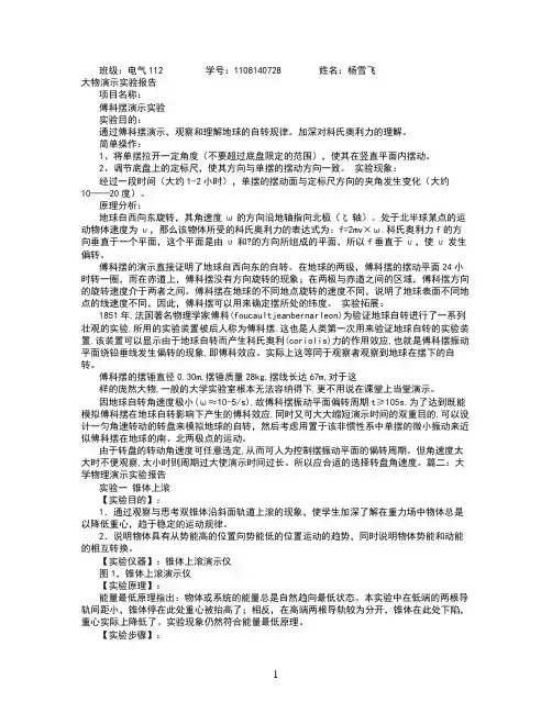 傅科摆实验报告