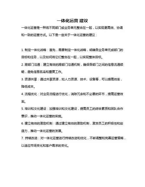 一体化运营 建议