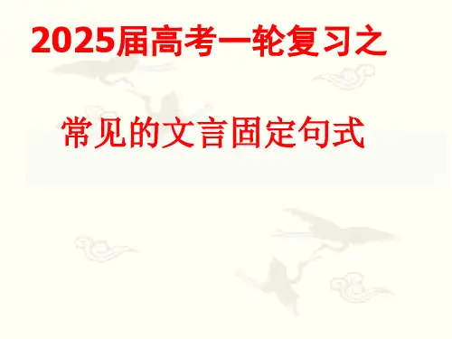2025届高考语文复习：文言固定句式(疑问、反问、选择、感叹、揣度)课件
