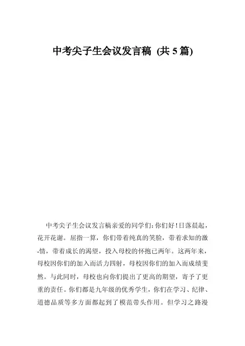 中考尖子生会议发言稿（共5篇）