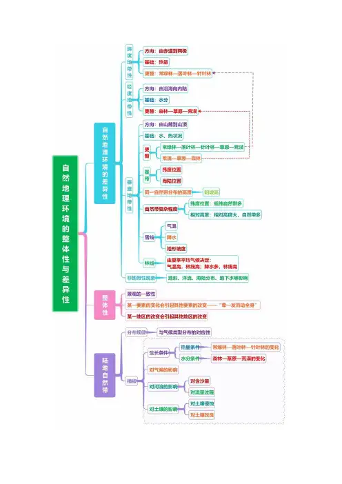 高中地理自然地理环境的整体性与差异性 思维导图