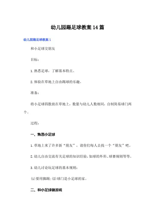 幼儿园踢足球教案14篇