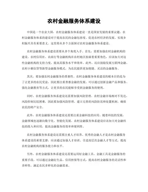 农村金融服务体系建设