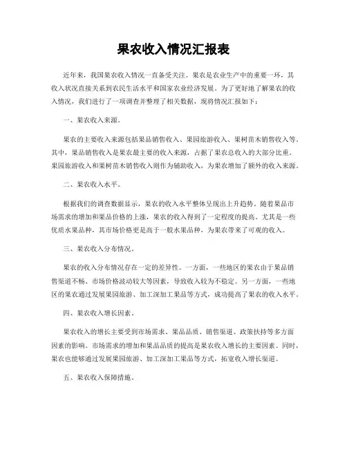 果农收入情况汇报表