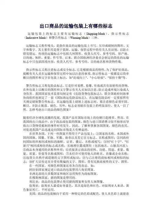 出口商品的运输包装上有哪些标志
