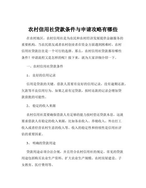 农村信用社贷款条件与申请攻略有哪些